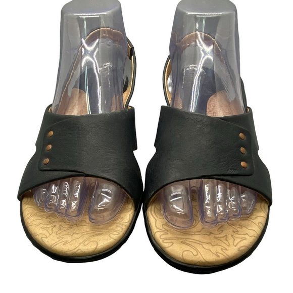 Sofft Slide Sandal Kitten Heels Women’s Size 8M Navy Leather Open Toe Slingback - Picture 7 of 13